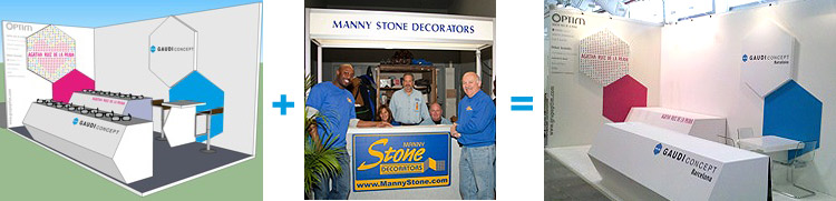 Manny Stone Decorators builds a booth for Optim of Barcelona