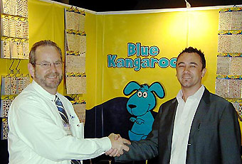 Blue Kangaroo trade show booth by Manny Stone Decorators
