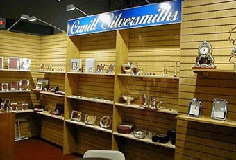 Cunill Silversmith Gift Fair booth designed by Manny Stone Decorators