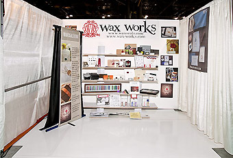 Wax Works trade show booth designed by Manny Stone Decorators