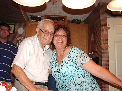 At 89, Robert O. partying in the kitchen with Kathy.